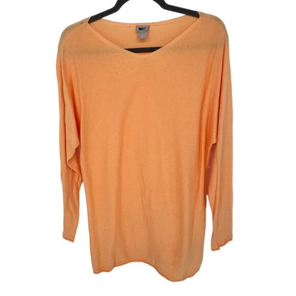 Chico's Long Sleeve V-Neck Sweater Orange Casual Relaxed Stretch Relaxed M - Picture 1 of 10